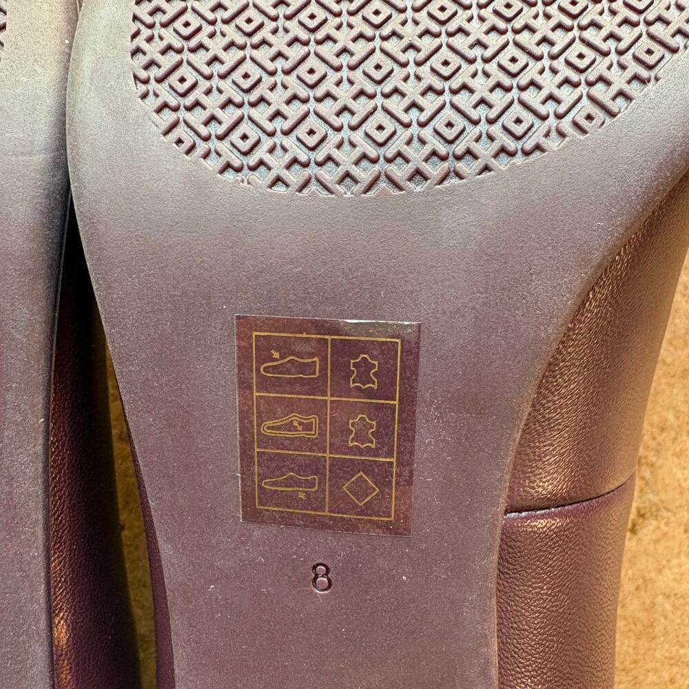 Tory Burch Benton Burgundy Block Heel Pumps Classic Polished Office Event size 8 - Picture 8 of 15